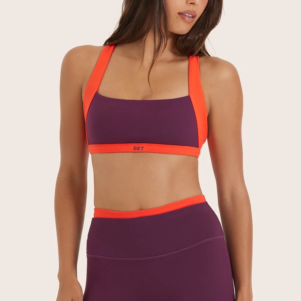 Women's Purple and Orange Sports Bra